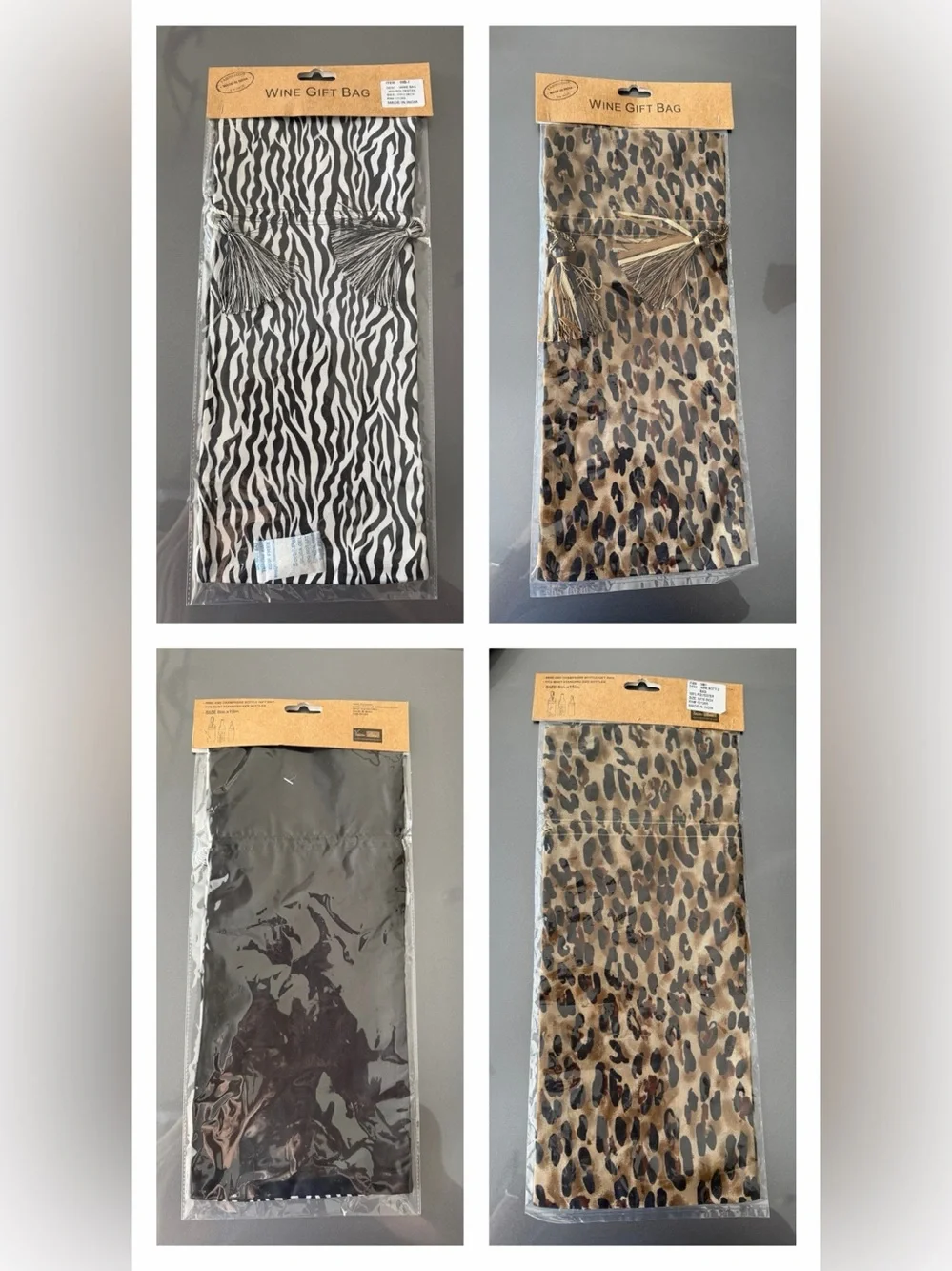 🆕Animal Print Wine Gift Bags - Set of 4 Sealed